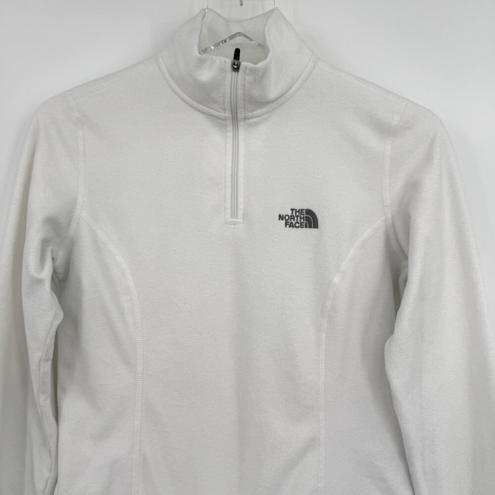 The North Face TKA 100 jacket women's XS pullover fleece 1/4 zip mock neck white - Picture 2 of 8
